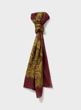 Italian Tencel Burgundy and Gold Paisley Flamboyant Scarf, extremely soft Tencel scarf.
