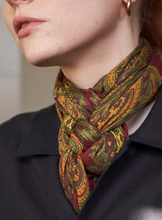 Italian Tencel Burgundy and Gold Paisley Flamboyant Scarf, extremely soft Tencel scarf.