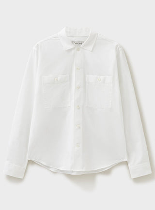 sustainable menswear white double pocket shirt overshirt men