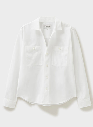 sustainable menswear white double pocket shirt overshirt 