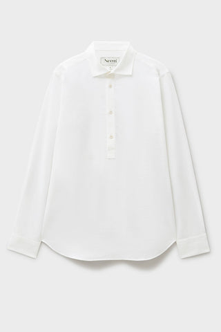 Men's white popover cotton shirt 