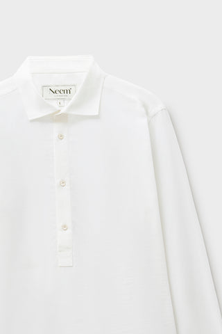 Men's white popover cotton shirt 