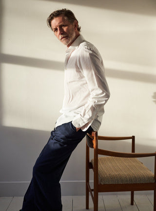 Recycled Italian White Cut Away Shirt sustainble menswear white tshirt overshirt men