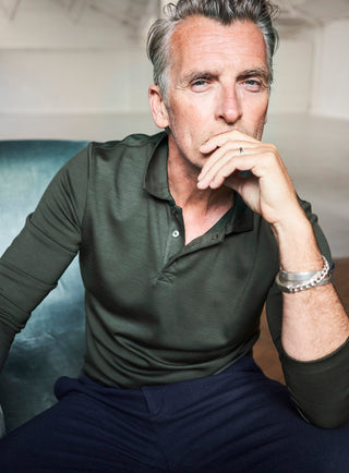 merino wool green long sleeve polo 