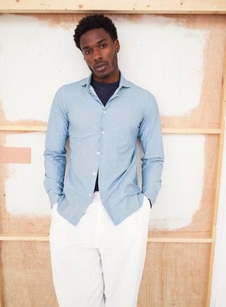 mens blue stretch shirt